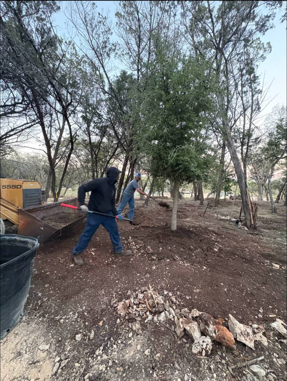 Backfilling a 200 gal Live Oak by hand