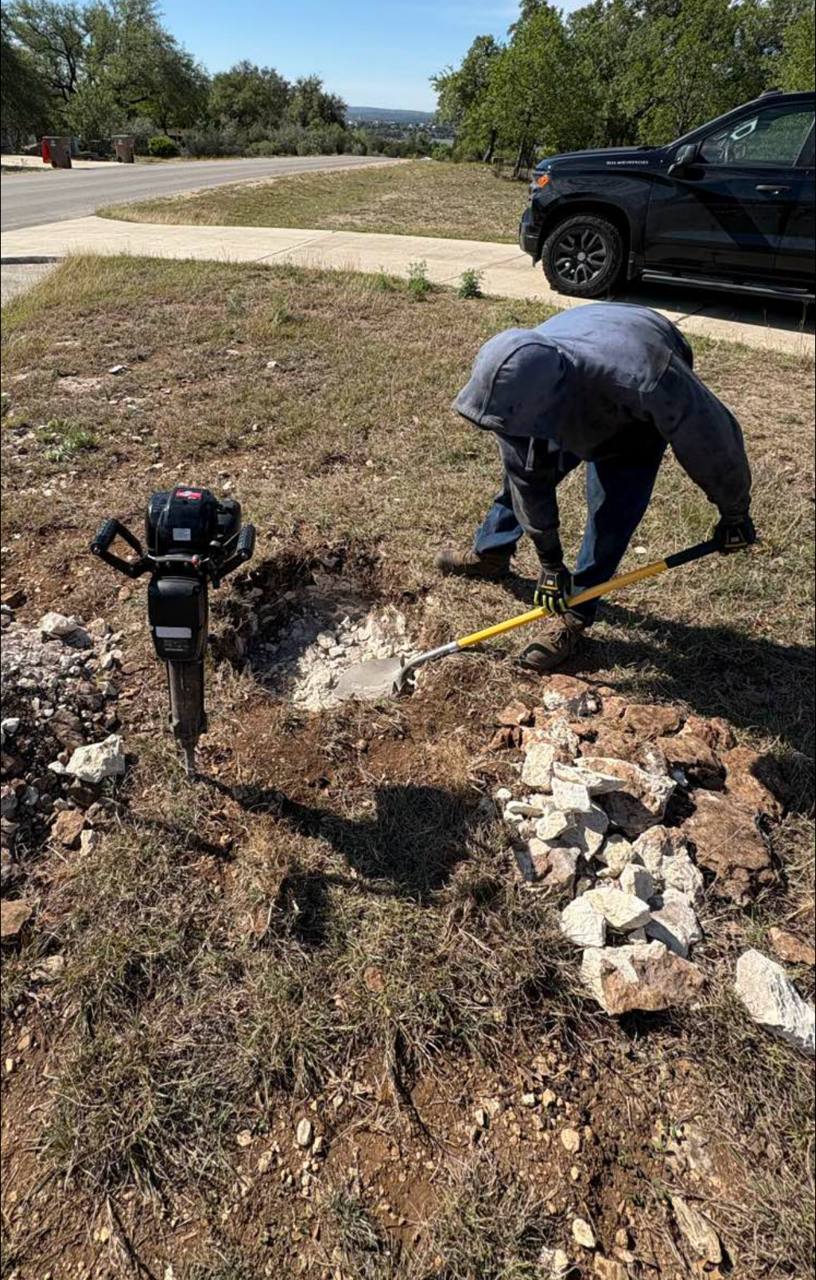 Breaking through Hill Country rock